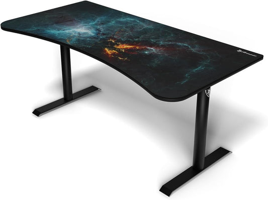 Arozzi Arena Special Edition Ultrawide Curved Gaming and Office Desk with Full Surface Water Resistant Desk Mat Custom Monitor Mount Cable Management Cut Outs - Omega
