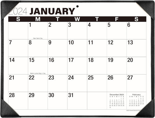 2024-2025 Large Desk Calendar with Desktop Mat, Nekmit Large Print Desk Pad Calendar 21" x 16.5" Runs From Now to June 2025, Monthly Calendar for Home and Office, Black