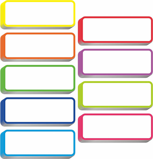 54 PCs Magnetic Dry Erase Reusable Name Tag Label Plate Rainbow Neon Sticker in 9 Colors for Whiteboards Locker Fridge School Office Home (3.2" x 1.2" Each)