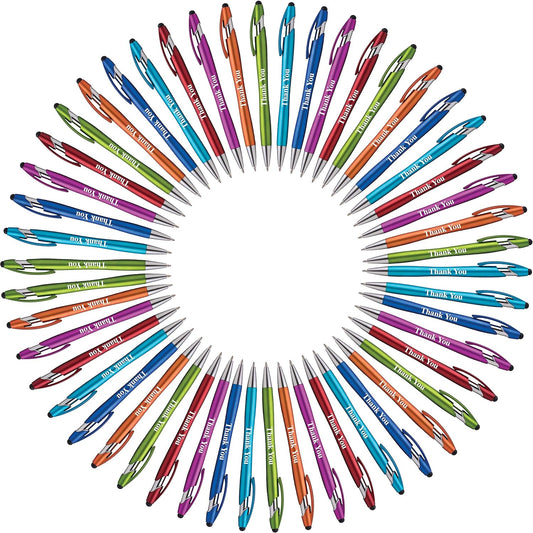 "Thank You" Gift Stylus Pens For All TouchScreen Devices - 2 in 1 Combo Pen for Events, Parties, Employee Appreciation & More (50 Pack)